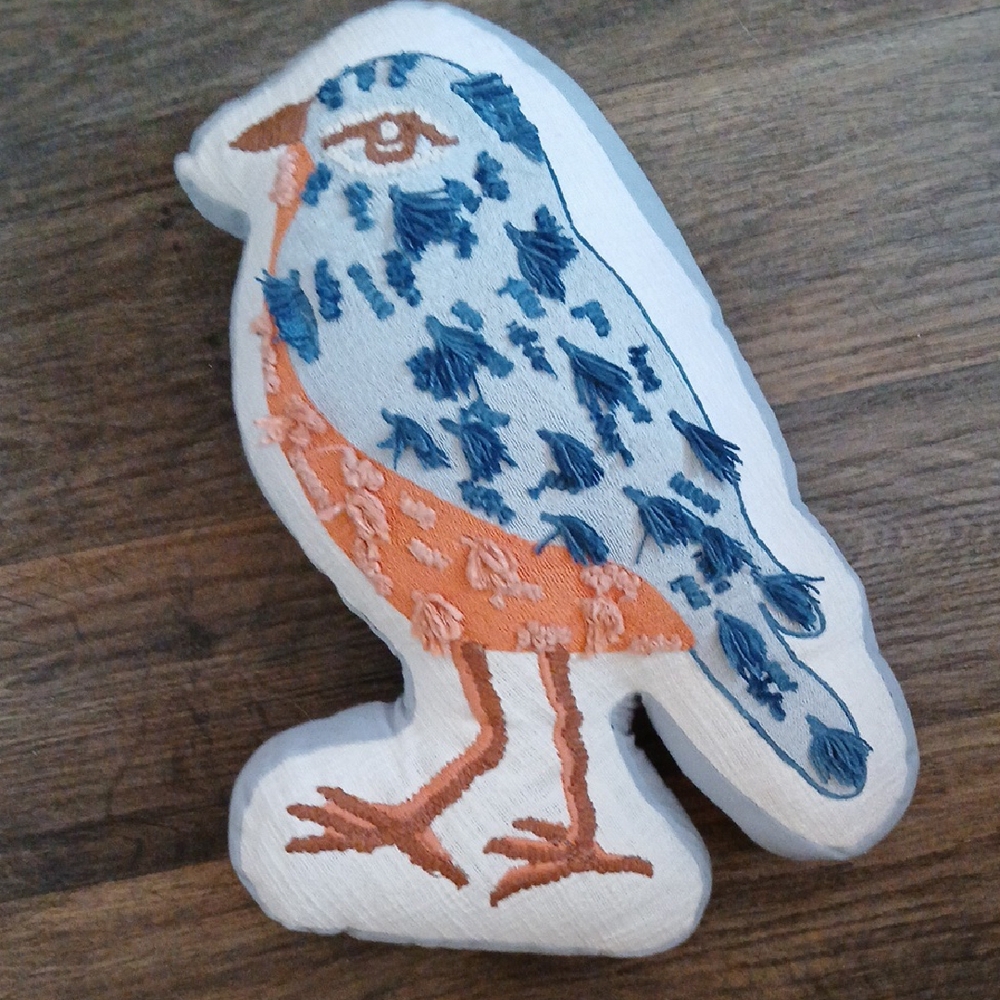 Blue Bird Cotton Pillow by Place & Time